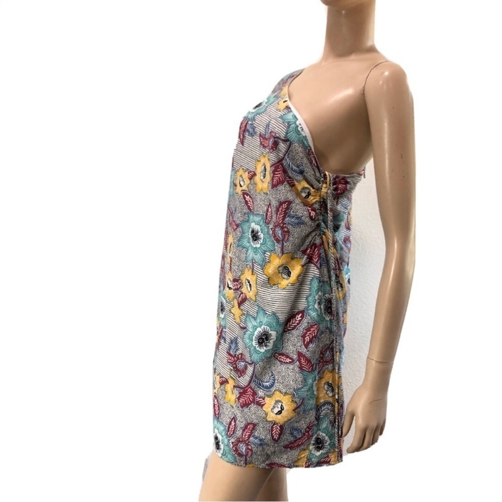 BCBGeneration Womens Sheath Dress Floral Print One Shoulder  Draped Size:6